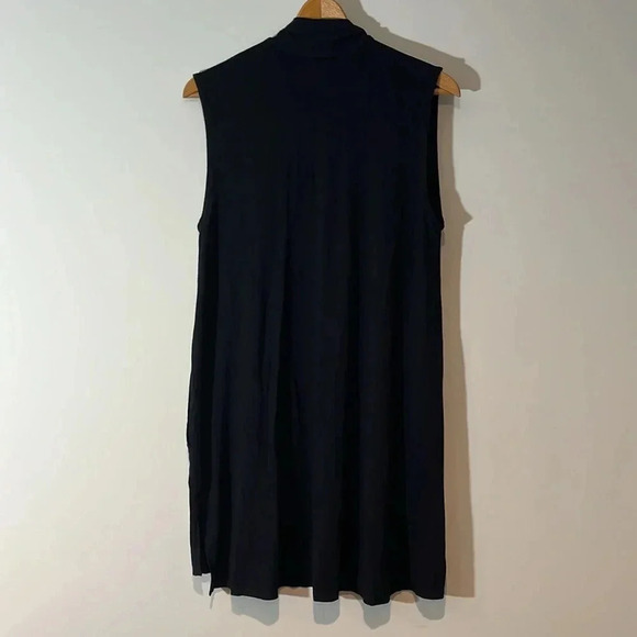 EILEEN FISHER Lightweight Viscose Jersey Black Sleeveless Cardigan Women’s Small - Picture 7 of 7